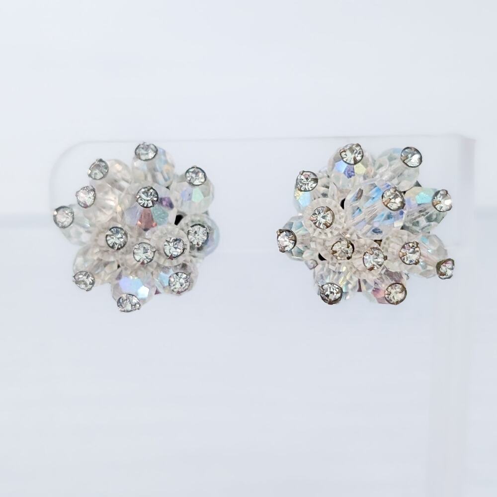 Vintage Clip On Earrings Unusual - Cluster Style - 7/8"